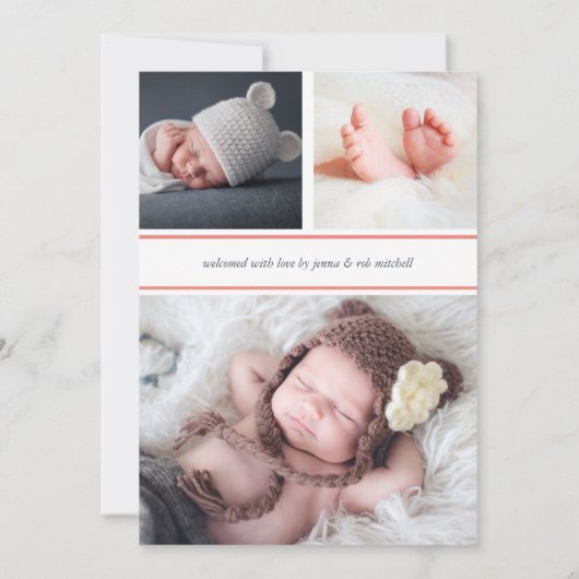 Marine pointillée | Faire-part de naissance double (Dos)