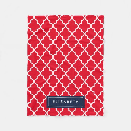 Marine & Red Quatrefoil | Couverture polaire (Devant)