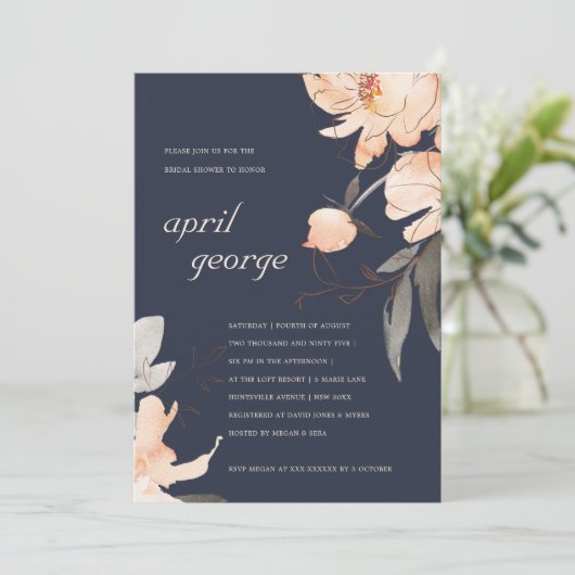 MARINE ROEST TERRA COTTA BLIEMEN BRUILOFTSSHOWER U BEDANKKAART (Staand voorkant)