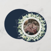 Marine Ronde/Vierkante Sneeuwbes+Eucalyptus Foto Feestdagenkaart (Voorkant / Achterkant)