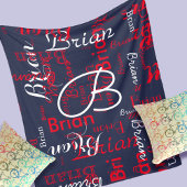 Marine & Rood patroon van namen Fleece Deken