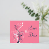 Marine rose blanc floral Enregistrer la date Carte (Debout devant)
