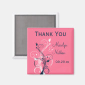 Marine Rose Blanc Floral Mariage Faveur Aimant (Recto/Verso)