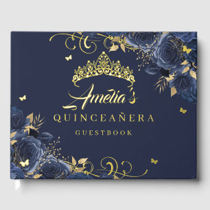 Marine Rose Floral Swirl Quinceanera Gold