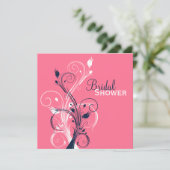 Marine, rose, invitation florale blanche de Fête (Debout devant)