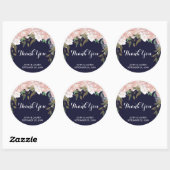 Marine rose pâle floral merci stickers mariage (Feuille)