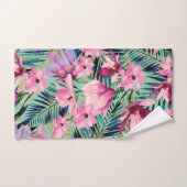 Marine rose tropicale bleu aqua or moderne fleuri (Serviette à main)