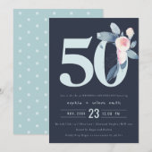 MARINE ROZE BLAUWE BLOEMEN 50E JUBILEUM JAAR UITGA KAART (Voorkant / Achterkant)