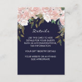 Marine roze bruiloft details informatiekaart informatiekaartje (Voorkant)