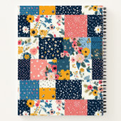 Marine Roze Cottagecore Bloemige Patchwork Notitieboek (Achterkant)