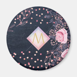 Marine Roze Gouden Monogram Cadeaus Meisjesachtig Magneet