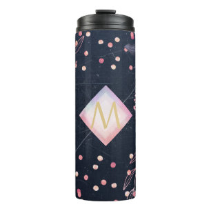Marine Roze Gouden Monogram Cadeaus Meisjesachtig Thermosbeker