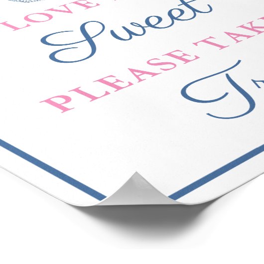 Marine Roze Love Is Zoet Neem Een Traktatie Bruids Poster (Hoek)