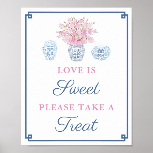 Marine Roze Love Is Zoet Neem Een Treat Bruidsfees Poster (Voorkant)