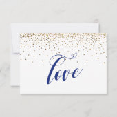 Marine RSVP Calligraphy with Hearts, Gold Confetti (Dos)