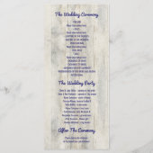 Marine rustieke Driftwood strand bruiloft Programma (Achterkant)