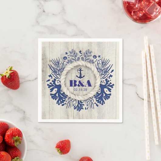 Marine rustieke Driftwood strand bruiloft Servetten (Insitu)