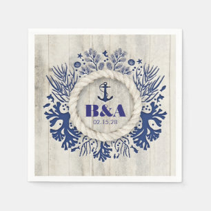 Marine rustieke Driftwood strand bruiloft Servetten