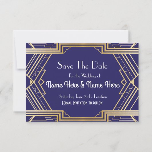 Marine Sauvez La Date Mariage Invitations d'or (Devant)