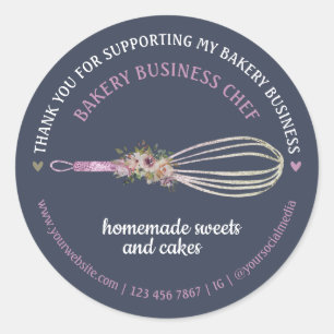Marine Schattige Catering Bakker Chef Glitter Gard Ronde Sticker