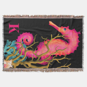 Marine Seahorse Roze Chique Deken
