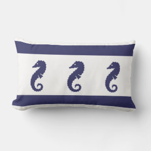 Marine SEAHORSE sur blanc COUSSIN vie côtière