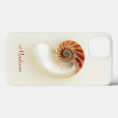 Marine Seashell Gepersonaliseerde naam Minimalist Case-Mate iPhone Case (Achterkant (horizontaal))