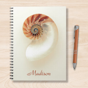 Marine Seashell Gepersonaliseerde naam Minimalist Notitieboek