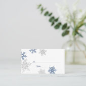Marine Silver Snowflake Hiver Mariage Lieu Cartes (Debout devant)