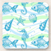 Marine Sketch Pattern Bier Onderzetter (Voorkant)