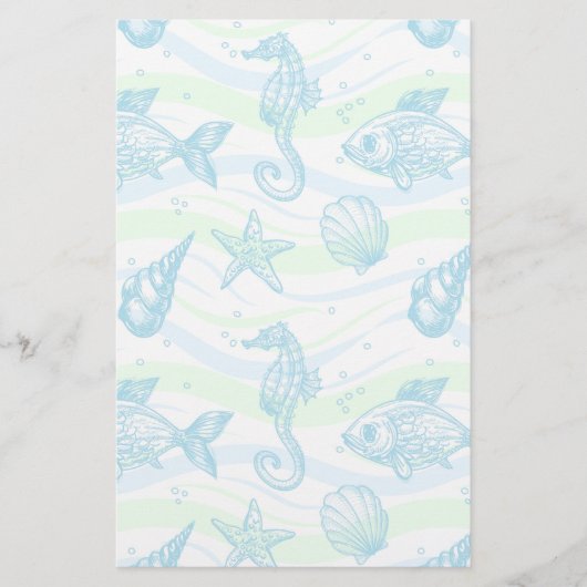 Marine Sketch Pattern Briefpapier (Voorkant)