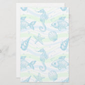 Marine Sketch Pattern Briefpapier (Voorkant / Achterkant)