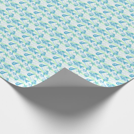 Marine Sketch Pattern Cadeaupapier (Hoek)