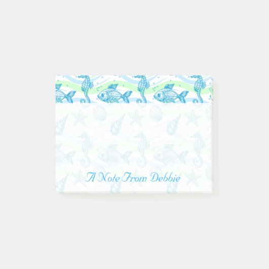 Marine Sketch Pattern | Jouw namen toevoegen Post-it® Notes (Voorkant)
