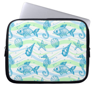 Marine Sketch Pattern Laptop Sleeve