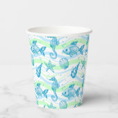 Marine Sketch Pattern Papieren Bekers (Achterkant)