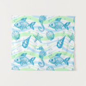 Marine Sketch Pattern Wandkleed (Voorkant (horizontaal))