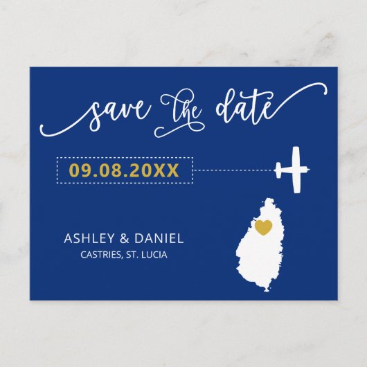 Marine St. Lucia Mariage Enregistrer la date Carte (Devant)