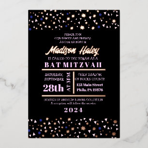 Marine Stars Bar Bat mitzvah Invitation Gold Inlay