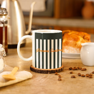 Marine Strepen Het Moderne Heren Monogram Koffiemok