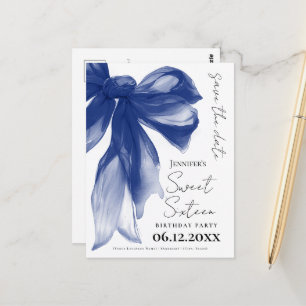 Marine strikje coquette Sweet 16 save the date Briefkaart
