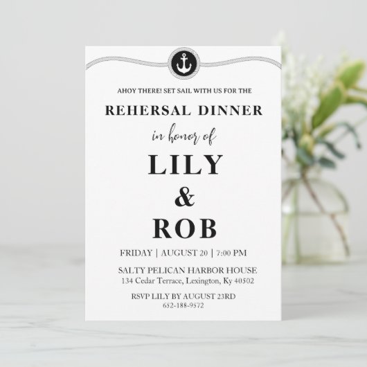 marine touw nautische repetitie diner uitnodiginge kaart (Staand voorkant)