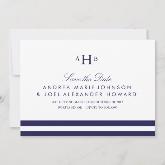 Marine Trouw Monogram Save the Date (Voorkant)