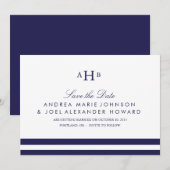Marine Trouw Monogram Save the Date (Voorkant / Achterkant)