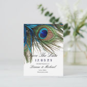 Marine Turquoise Pauwveren Boho Save the Date Aankondigingskaart (Staand voorkant)