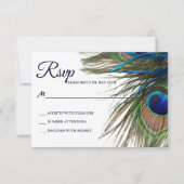 Marine Turquoise Peacock Feather Boho Wedding RSVP (Devant)