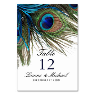 Marine Turquoise Peacock Mariage Table + Carte Men