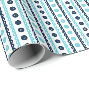 Marine Turquoise Preppy Gestreepte Ambachtelijke e Cadeaupapier
