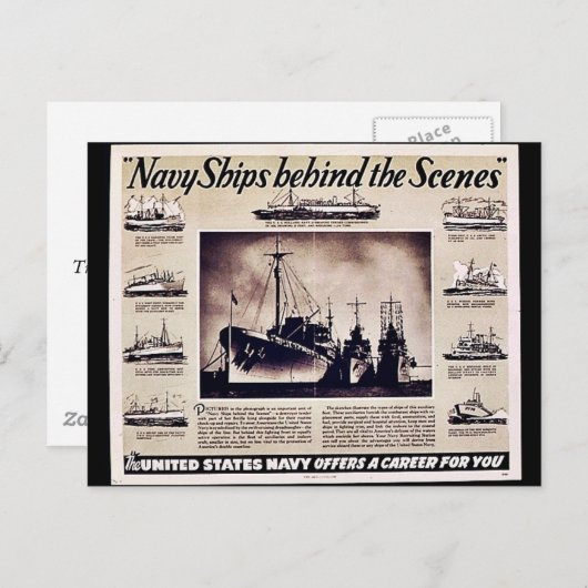 marine verscheept achter de scènes briefkaart (Voorkant / Achterkant)