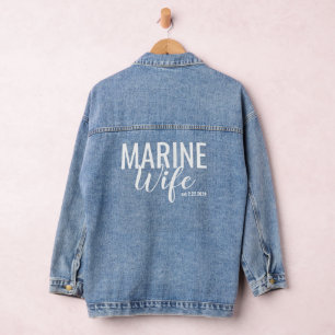 Marine vrouw minimalistisch script denim jacket
